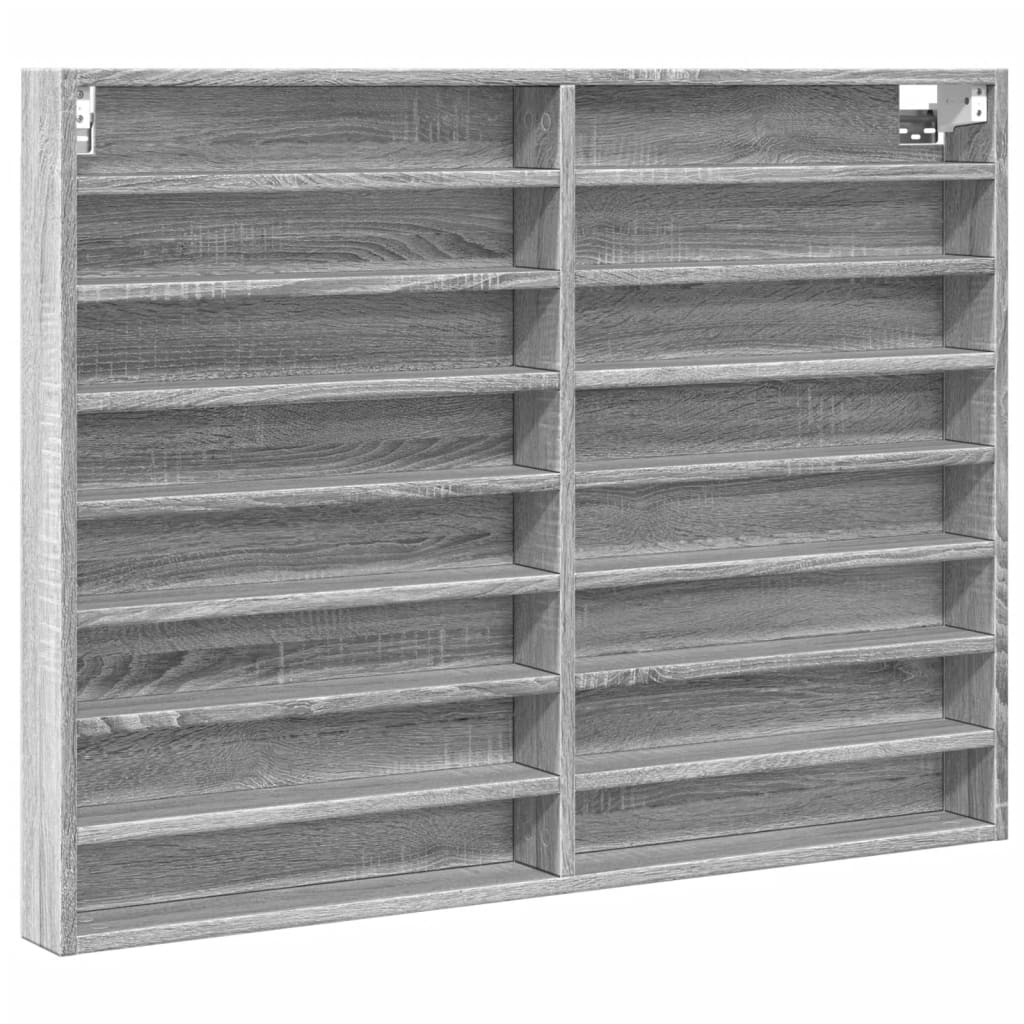 Armadietto Vetrina Grigio Sonoma 100x8,5x75cm Legno Multistrato