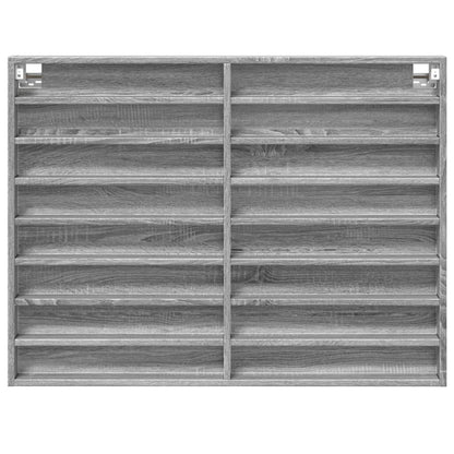 Armadietto Vetrina Grigio Sonoma 100x8,5x75cm Legno Multistrato