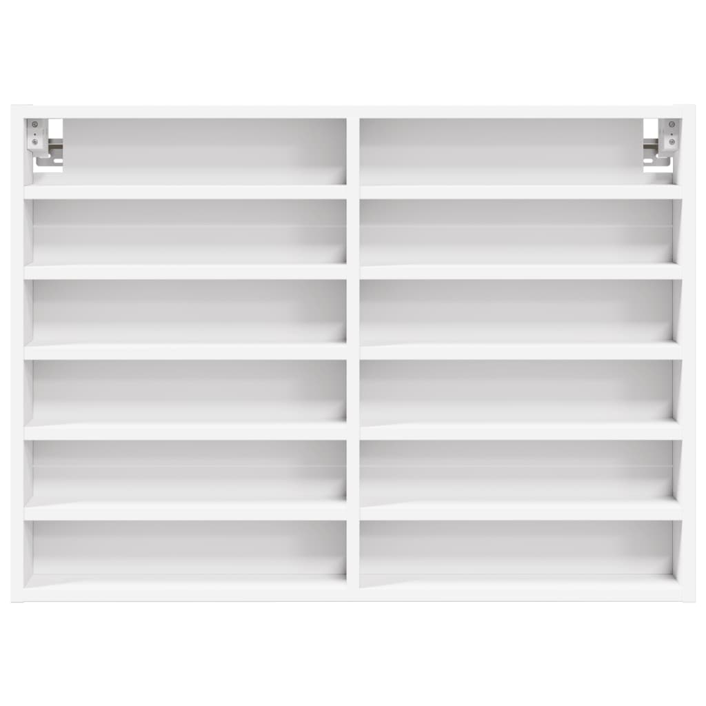 Armadietto con Vetrina Bianco 80x8,5x58 cm Legno Multistrato