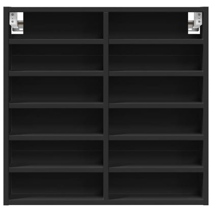 Armadietto con Vetrina Nero 60x8,5x58 cm in Legno Multistrato