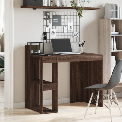 Scrivania Rovere Marrone 103,5x56,5x94 cm in Legno Multistrato