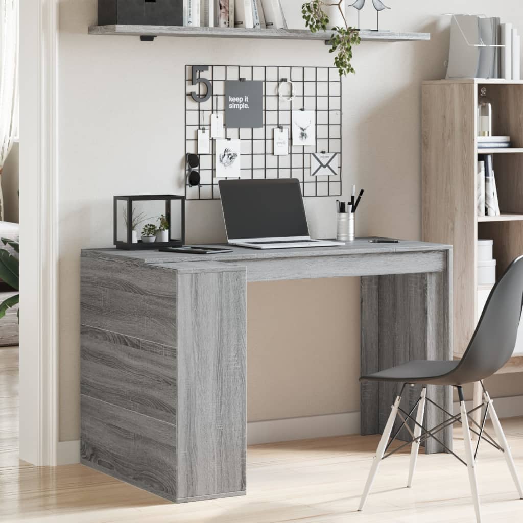 Scrivania Grigio Sonoma 123,5x73,5x75 cm in Legno Multistrato