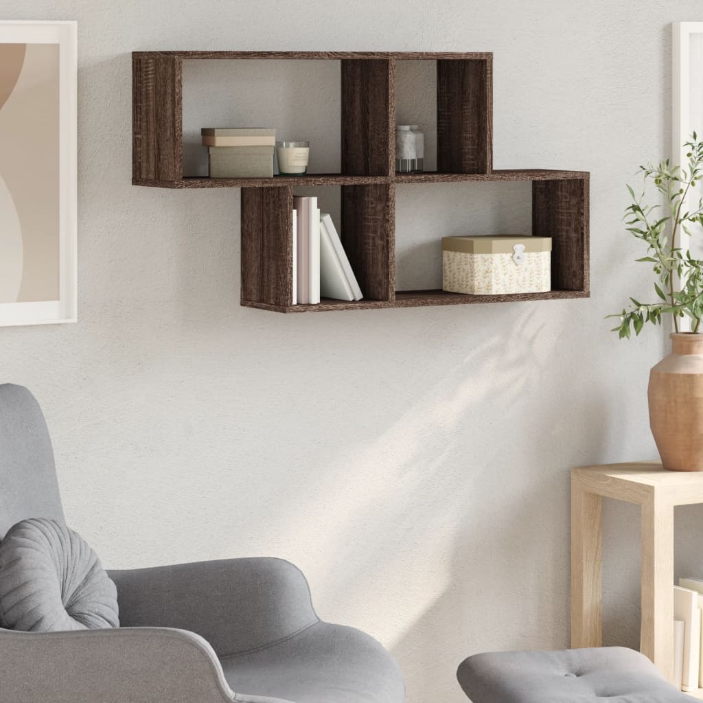 Scaffale a Muro Rovere Marrone 100x20x53cm in Legno Multistrato