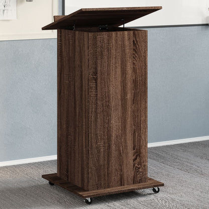 Leggio con Ruote e Cassetto Marrone 55x55x107 cm Multistrato