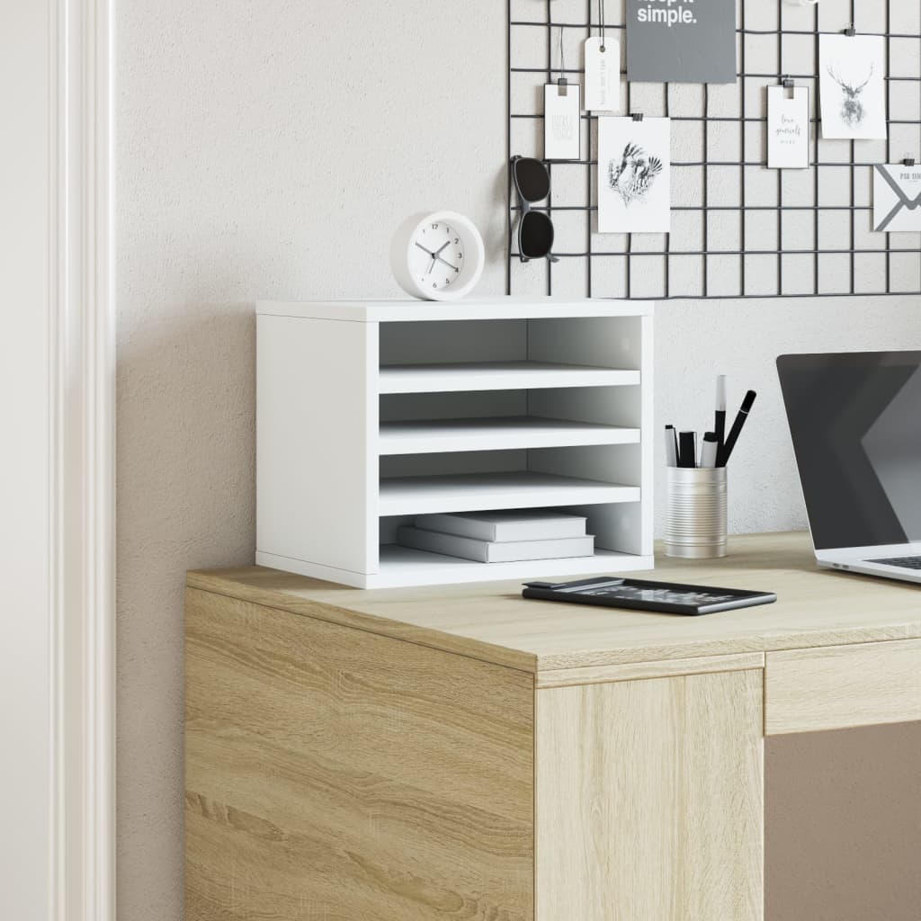 Organizer per la Scrivania Bianco 36x26x29,5 cm in Multistrato