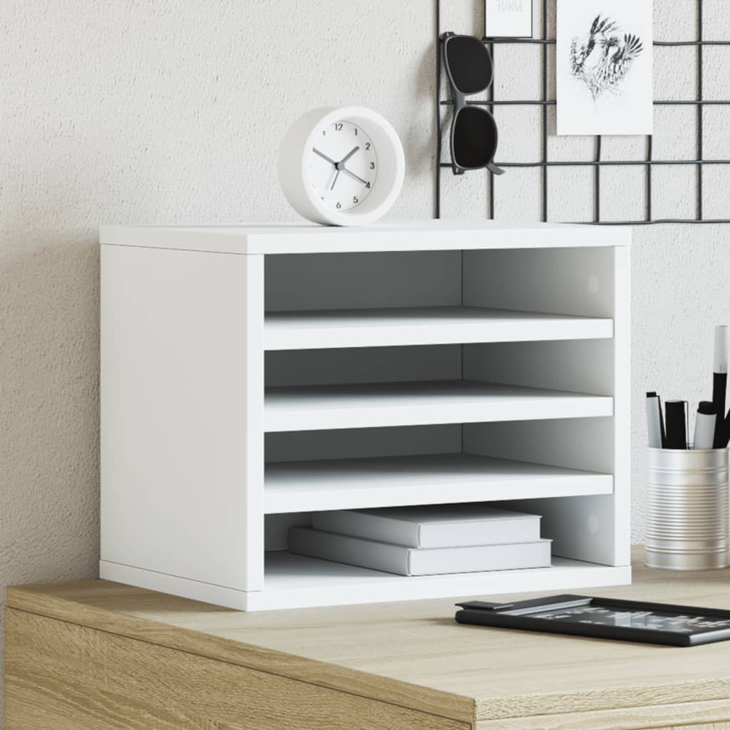 Organizer per la Scrivania Bianco 36x26x29,5 cm in Multistrato