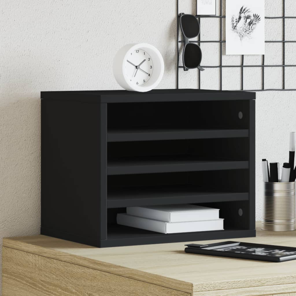 Organizer per la Scrivania Nero 36x26x29,5 cm in Multistrato