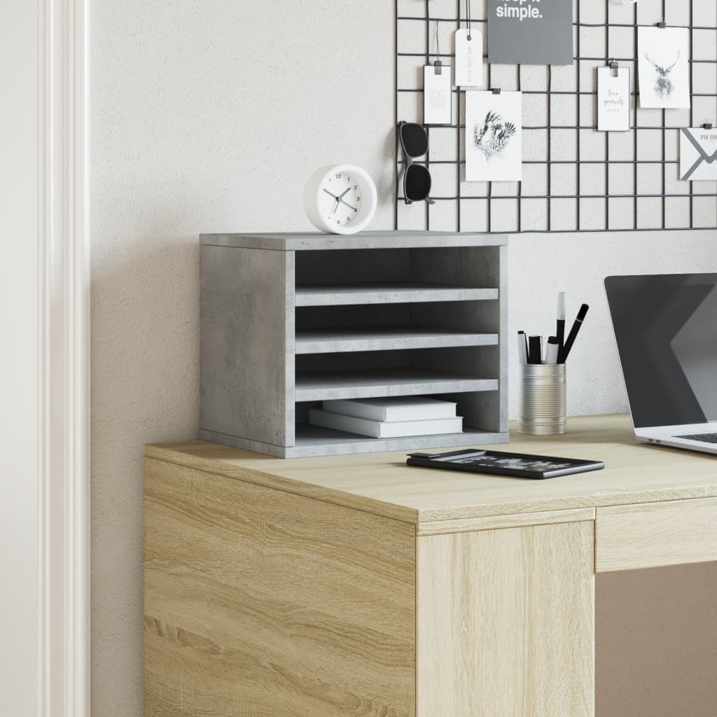 Organizer Scrivania Grigio Cemento 36x26x29,5 Legno Multistrato