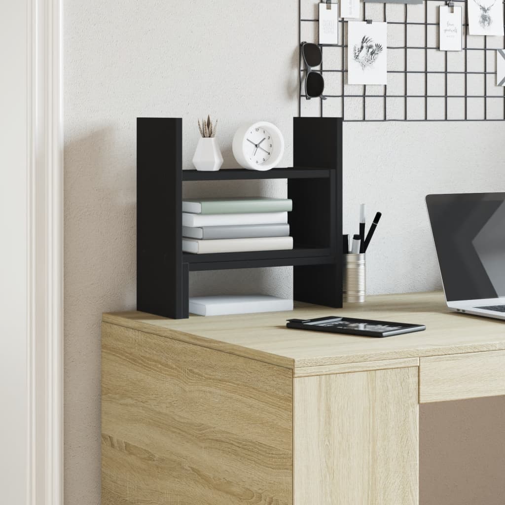 Organizer da Scrivania Nero 38,5x17x39 cm in Legno Multistrato