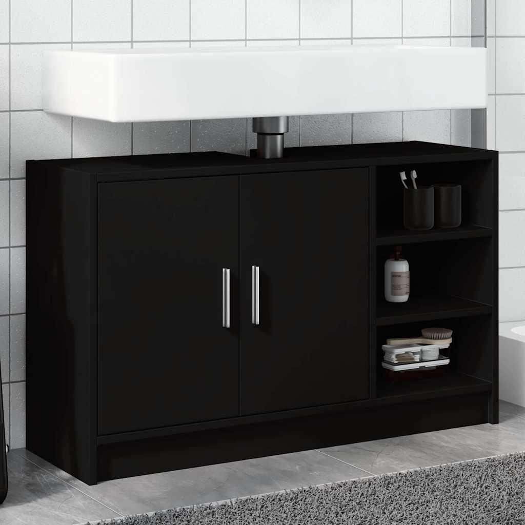 Mobile Lavabo Nero 90x29x55 cm in Truciolato
