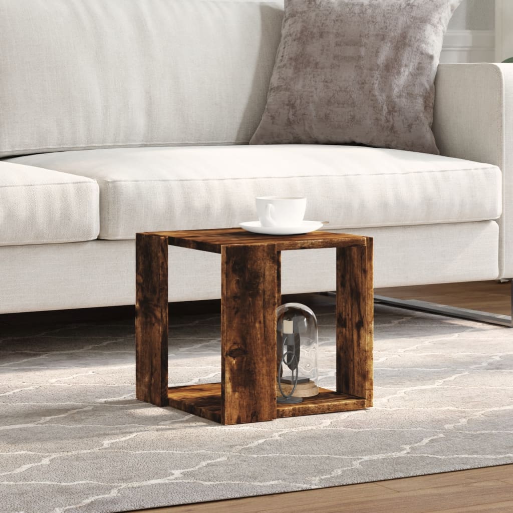 Tavolino da Salotto Rovere Fumo 32x32x30 cm Legno Multistrato