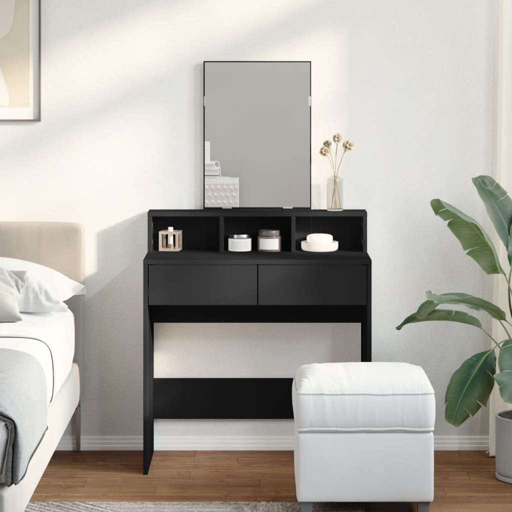 Toeletta con Specchio Nero 80x41x144,5 cm