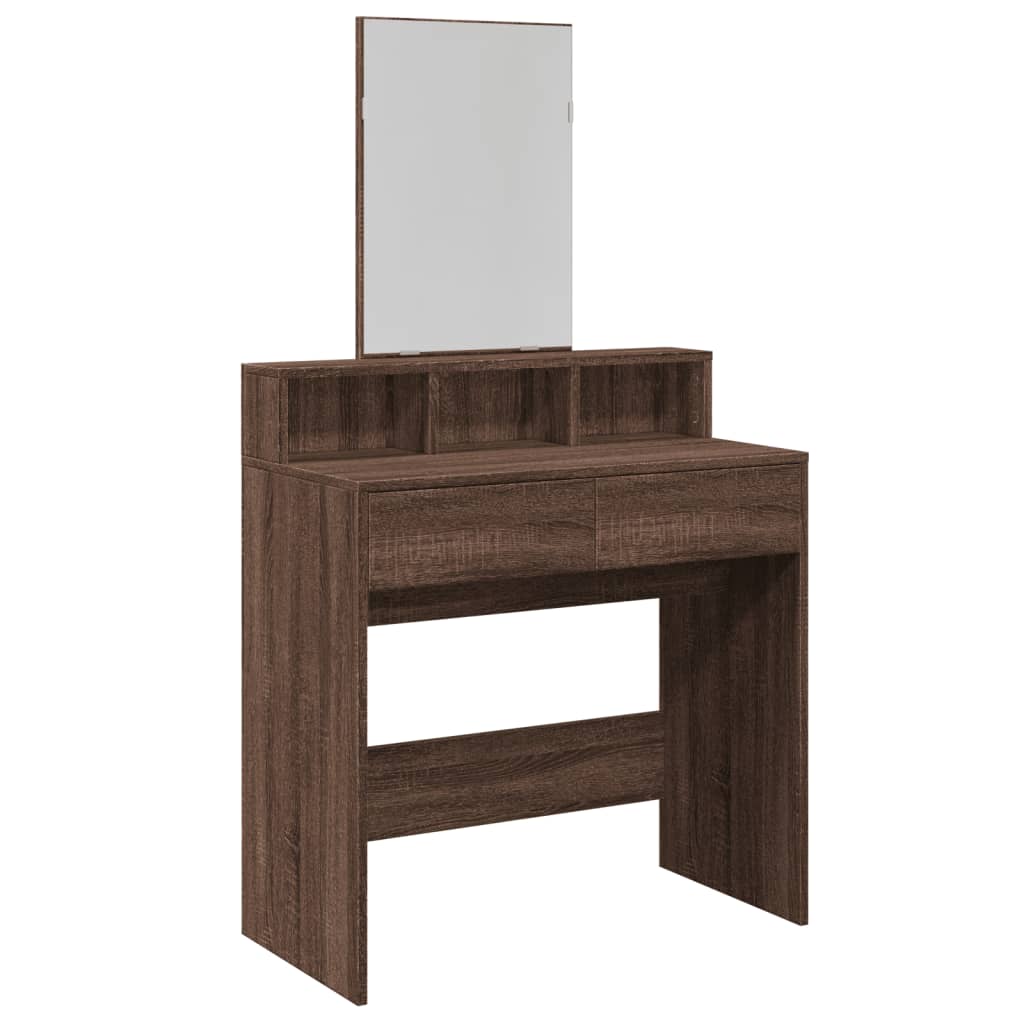 Toeletta con Specchio Rovere Marrone 80x41x144,5 cm
