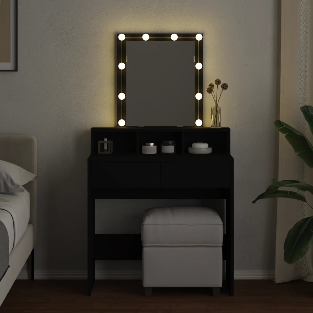 Toeletta con LED Nera 80x41x144,5 cm