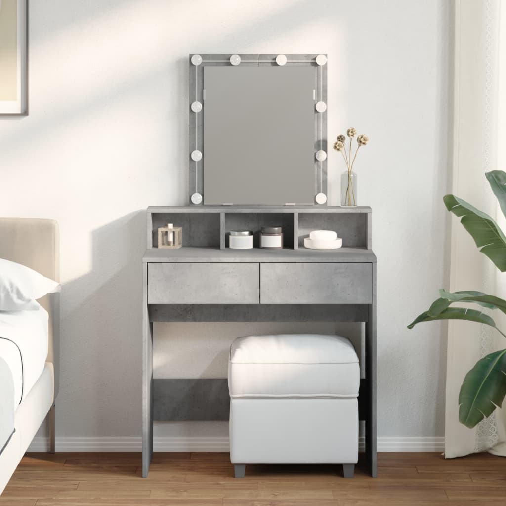 Toeletta con LED Grigio Cemento 80x41x144,5 cm