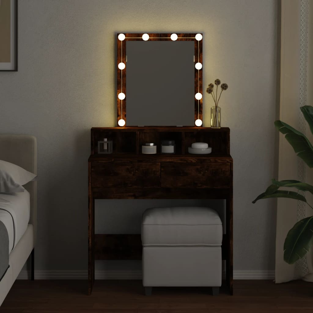 Toeletta con LED Rovere Fumo 80x41x144,5 cm