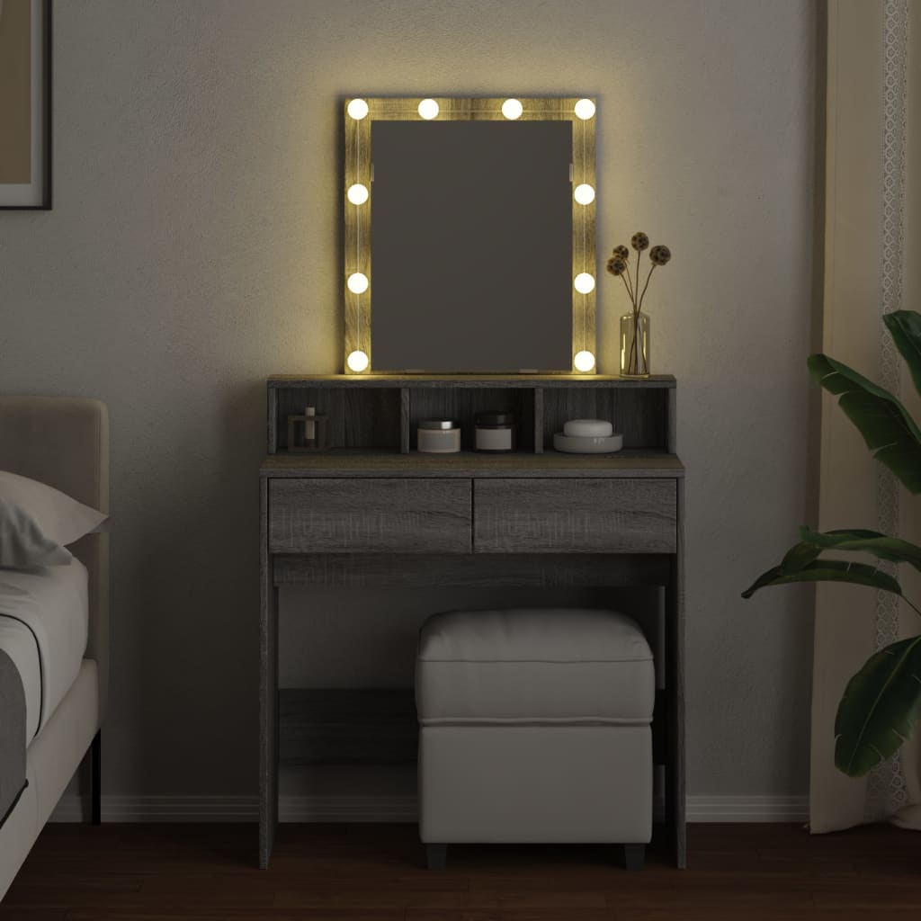 Toeletta con LED Grigio Sonoma 80x41x144,5 cm
