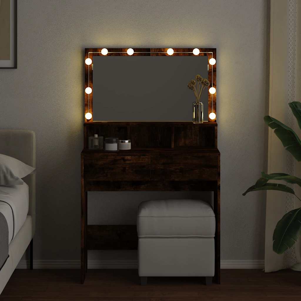 Toeletta con LED Rovere Fumo 80x41x134,5 cm