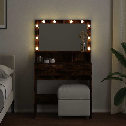 Toeletta con LED Rovere Fumo 80x41x134,5 cm