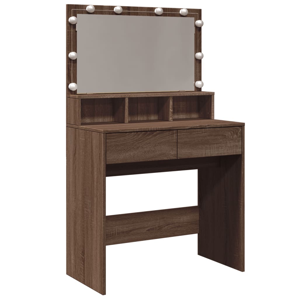 Toeletta con LED Rovere Marrone 80x41x134,5 cm