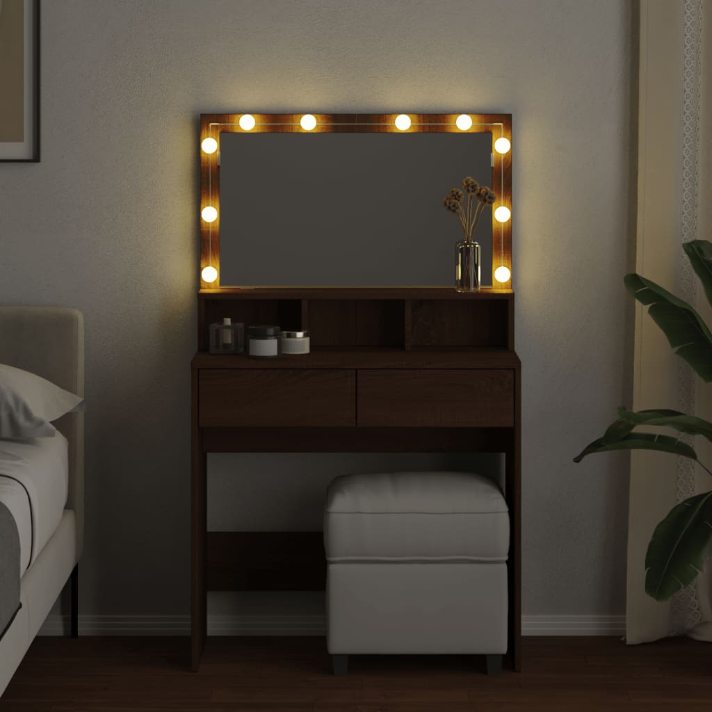 Toeletta con LED Rovere Marrone 80x41x134,5 cm