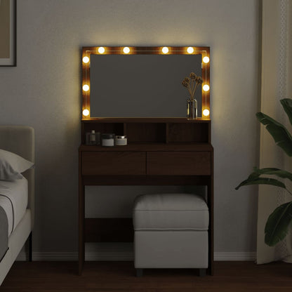 Toeletta con LED Rovere Marrone 80x41x134,5 cm