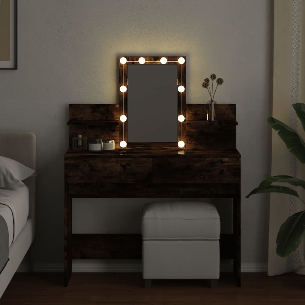 Toeletta con LED Rovere Fumo 100x40x130 cm