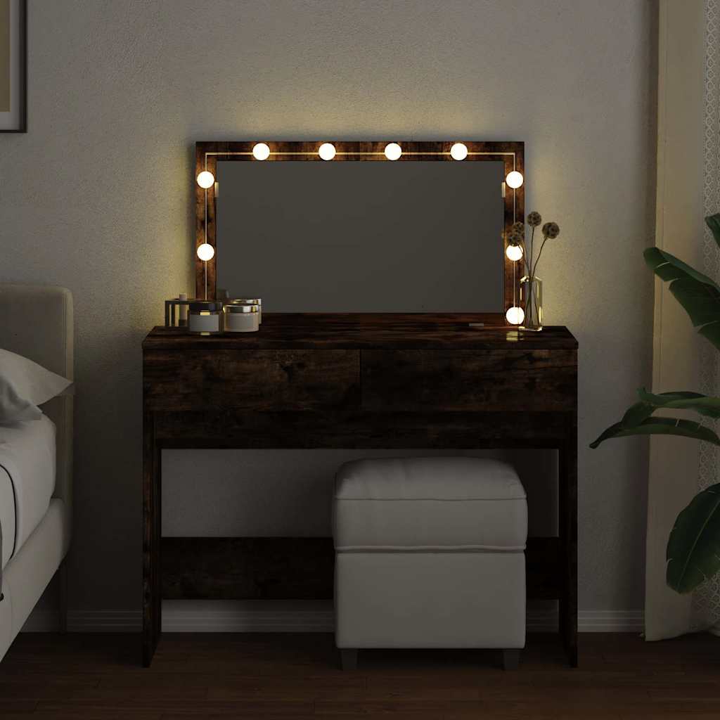 Toeletta con LED Rovere Fumo 100x40x120 cm