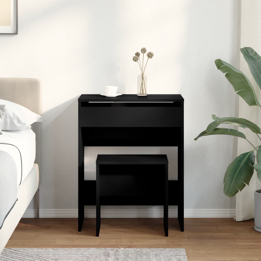 Toeletta e Sgabello Nero 60x40x113,5 cm