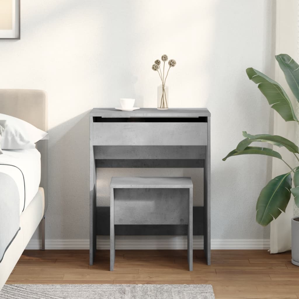 Toeletta e Sgabello Grigio Cemento 60x40x113,5 cm