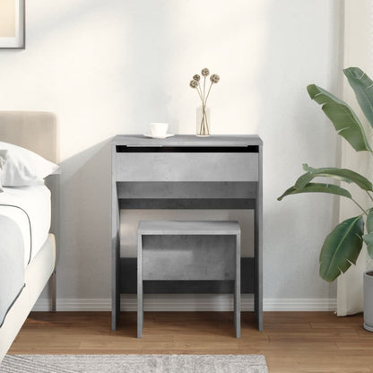 Toeletta e Sgabello Grigio Cemento 60x40x113,5 cm