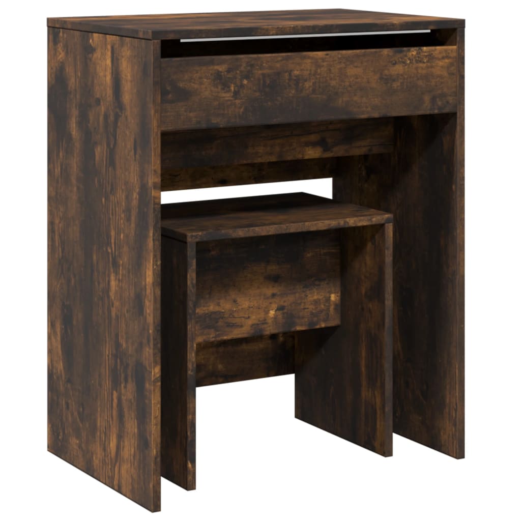 Toeletta e Sgabello Rovere Fumo 60x40x113,5 cm