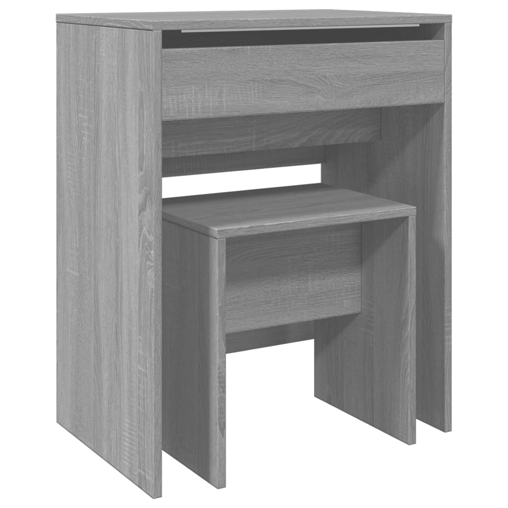 Toeletta e Sgabello Grigio Sonoma 60x40x113,5 cm