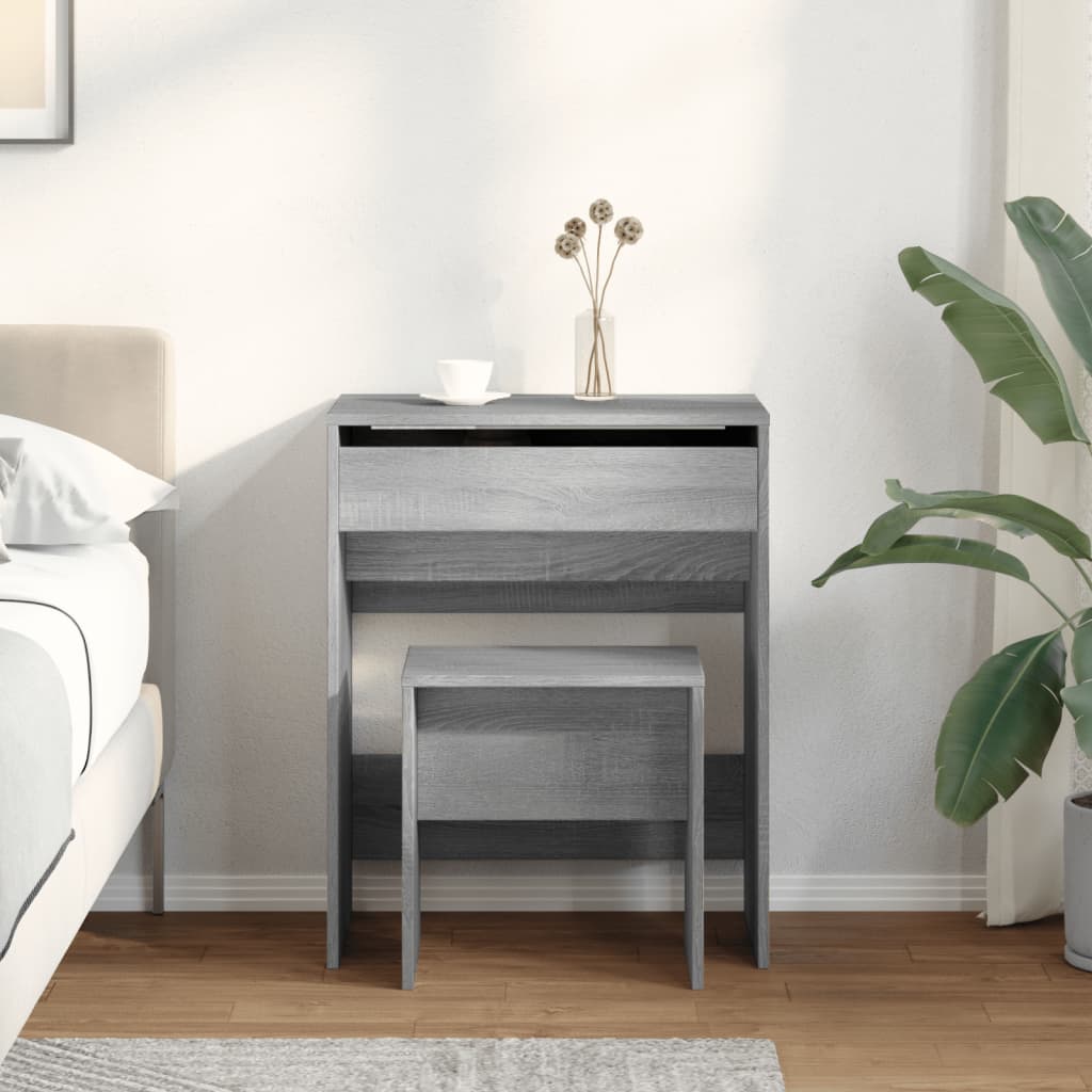 Toeletta e Sgabello Grigio Sonoma 60x40x113,5 cm
