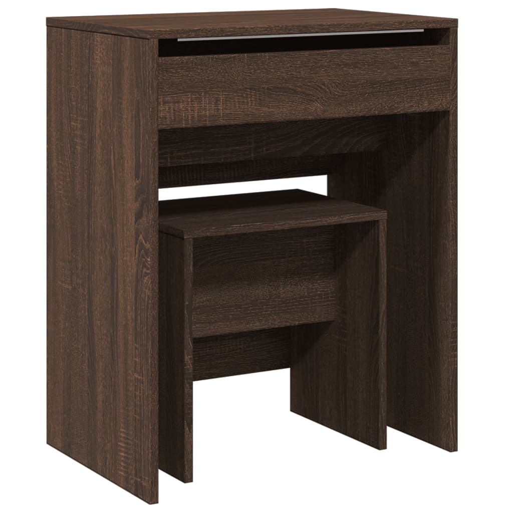 Toeletta e Sgabello Rovere Marrone 60x40x113,5 cm