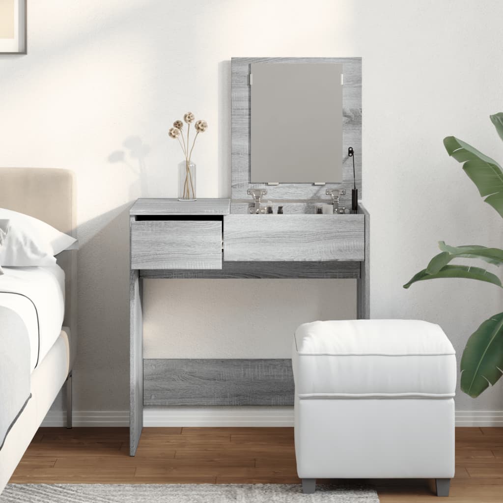 Toeletta con Specchio Grigio Sonoma 73x46,5x120 cm