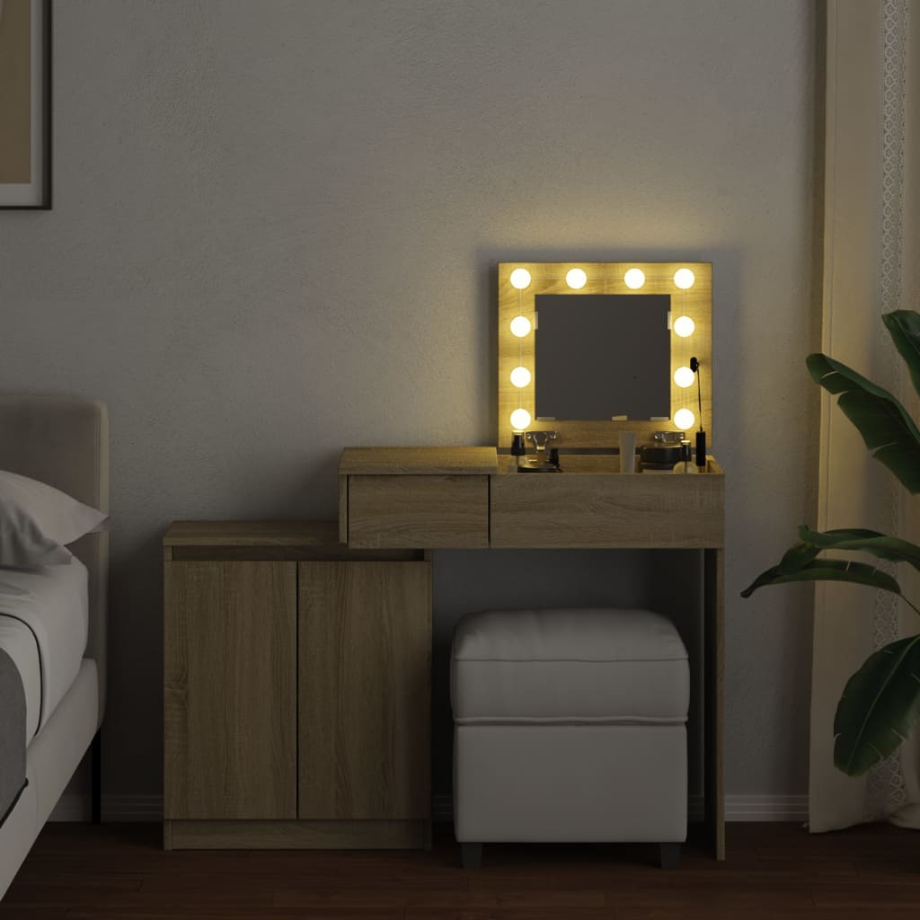 Toeletta con LED Rovere Sonoma 115x37x110,5 cm