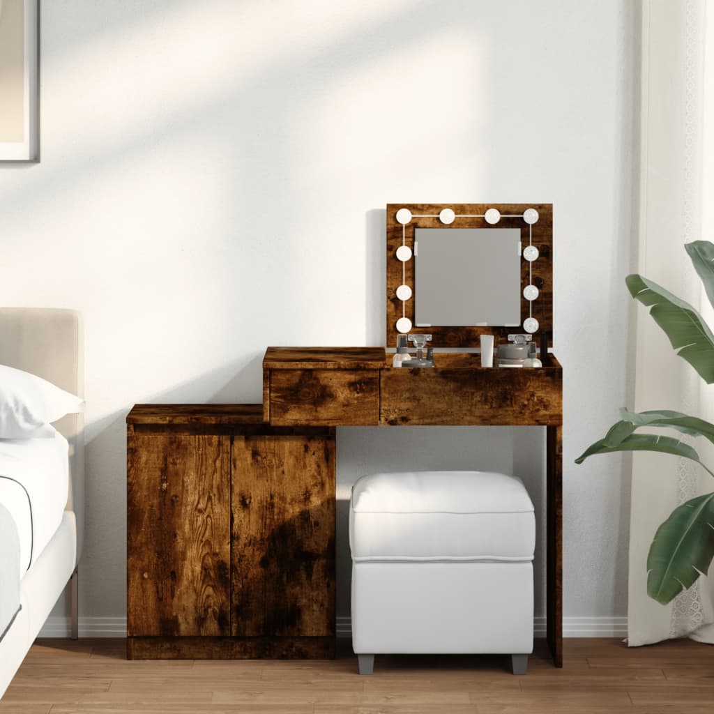 Toeletta con LED Rovere Fumo 115x37x110,5 cm