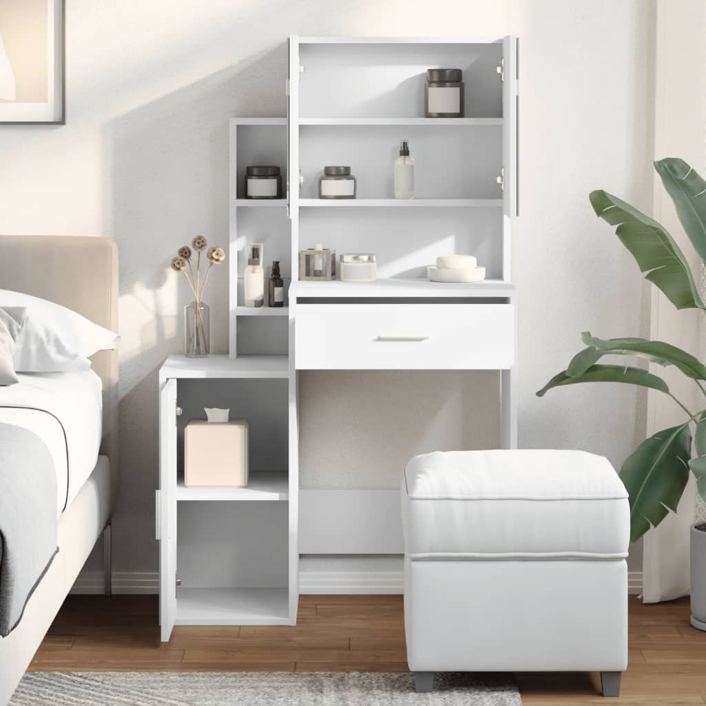 Toeletta con Armadietto Bianco 80x35x132 cm