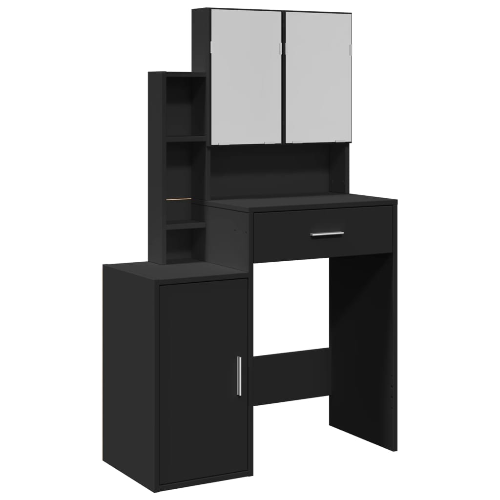 Toeletta con Armadietto Nero 80x35x132 cm