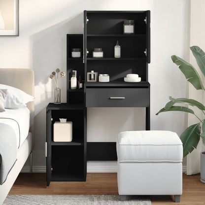 Toeletta con Armadietto Nero 80x35x132 cm