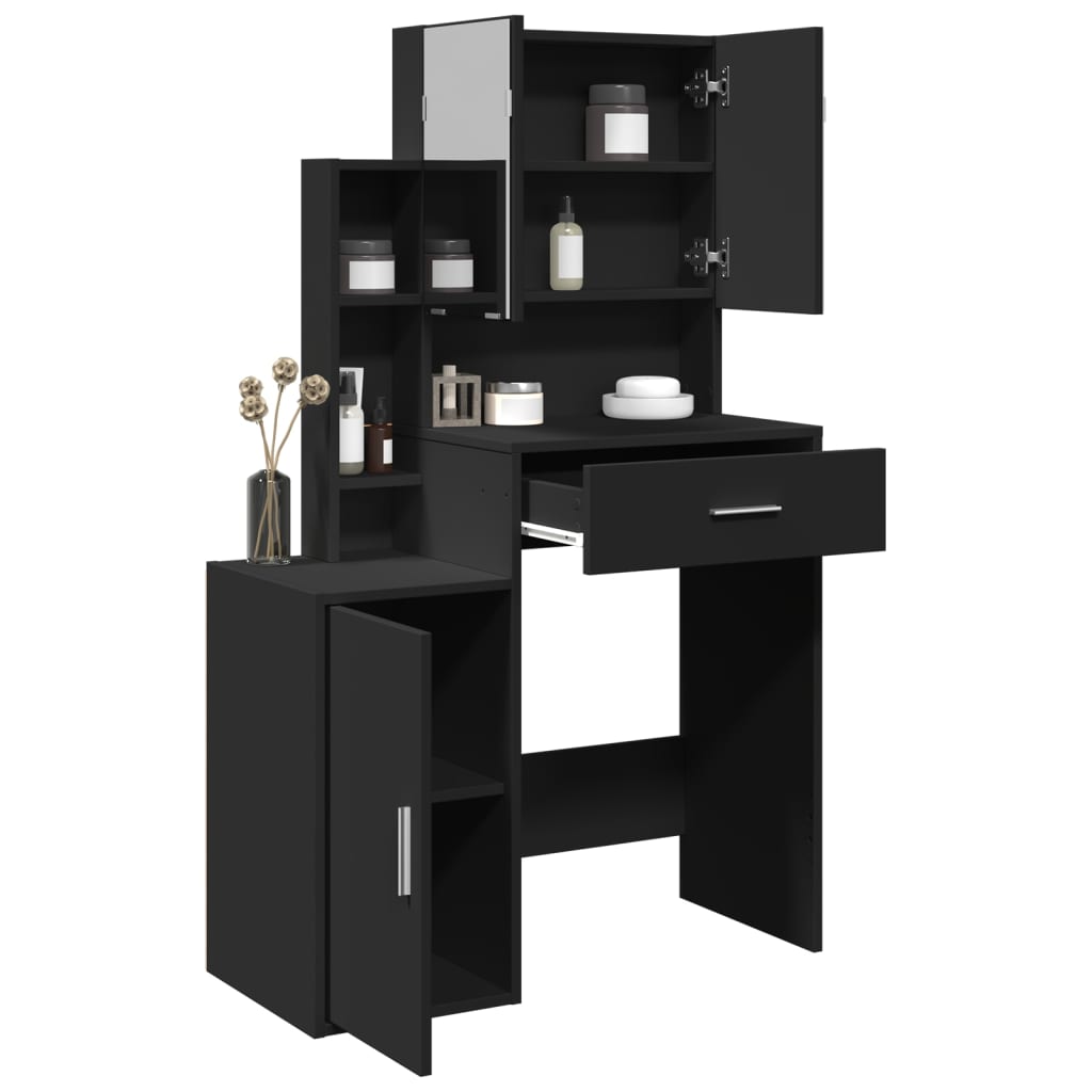 Toeletta con Armadietto Nero 80x35x132 cm