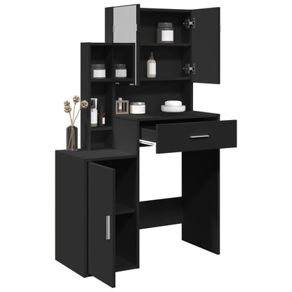 Toeletta con Armadietto Nero 80x35x132 cm