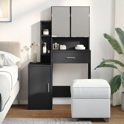Toeletta con Armadietto Nero 80x35x132 cm