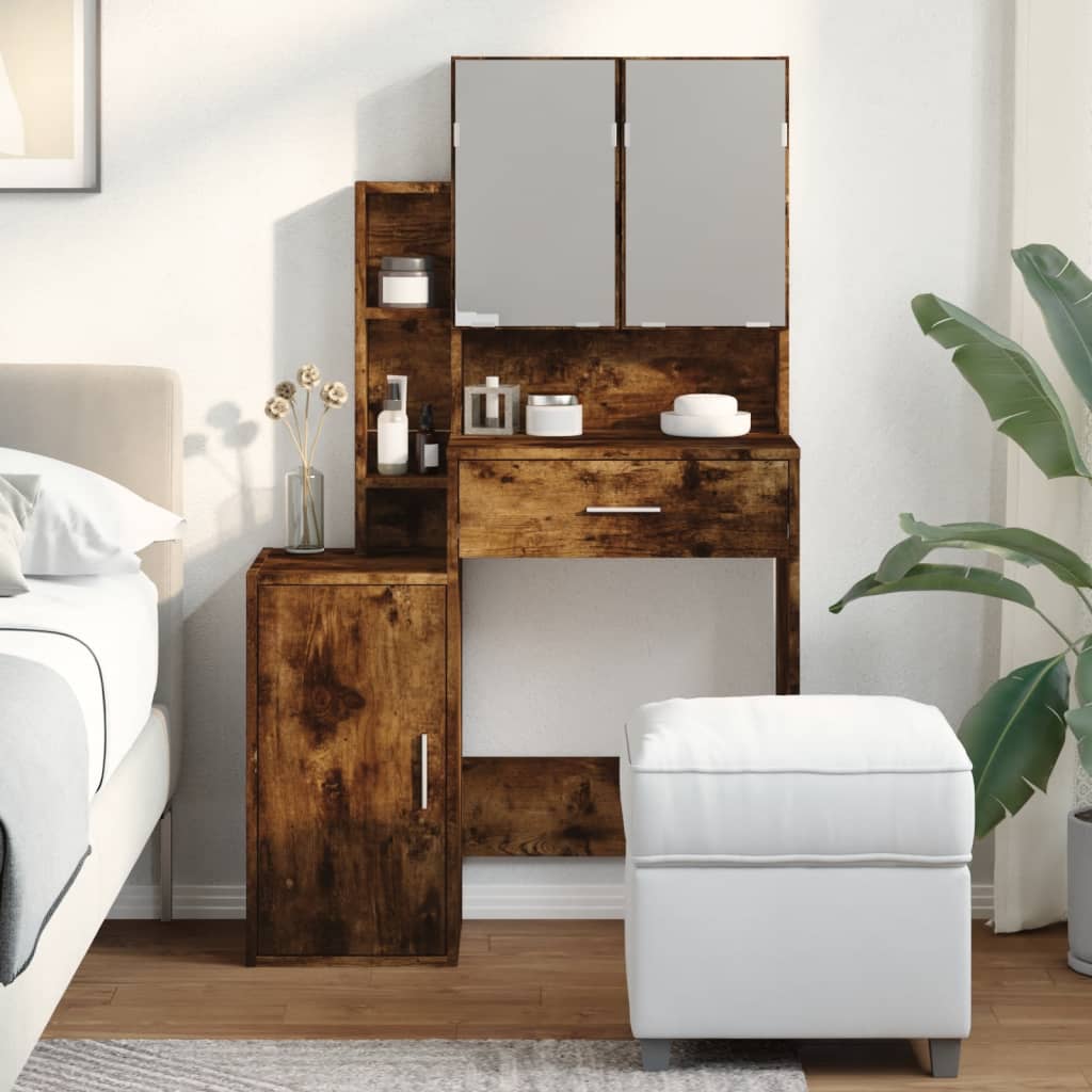 Toeletta con Armadietto Rovere Fumo 80x35x132 cm