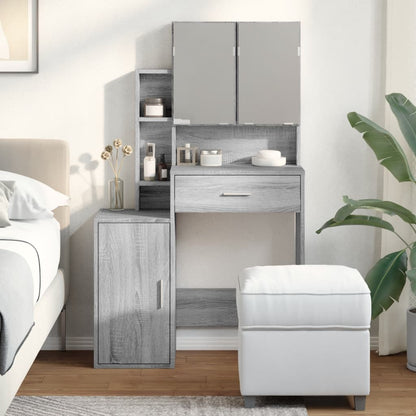 Toeletta con Armadietto Grigio Sonoma 80x35x132 cm