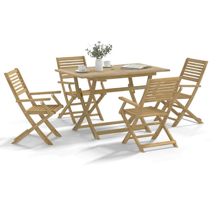 Set da Pranzo per Giardino 5 pz in Legno Massello di Acacia
