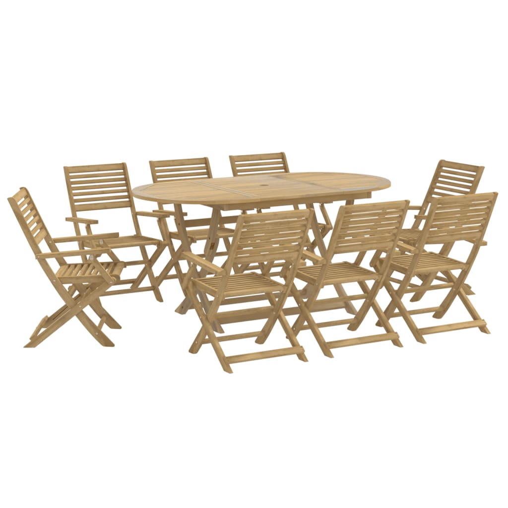 Set da Pranzo da Giardino 9 pz Legno Massello di Acacia