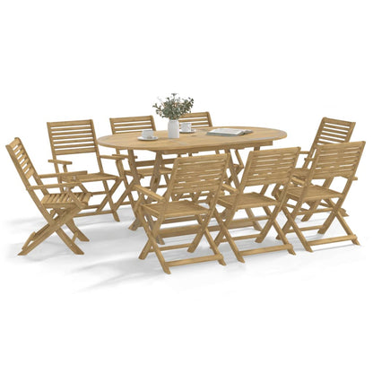 Set da Pranzo da Giardino 9 pz Legno Massello di Acacia