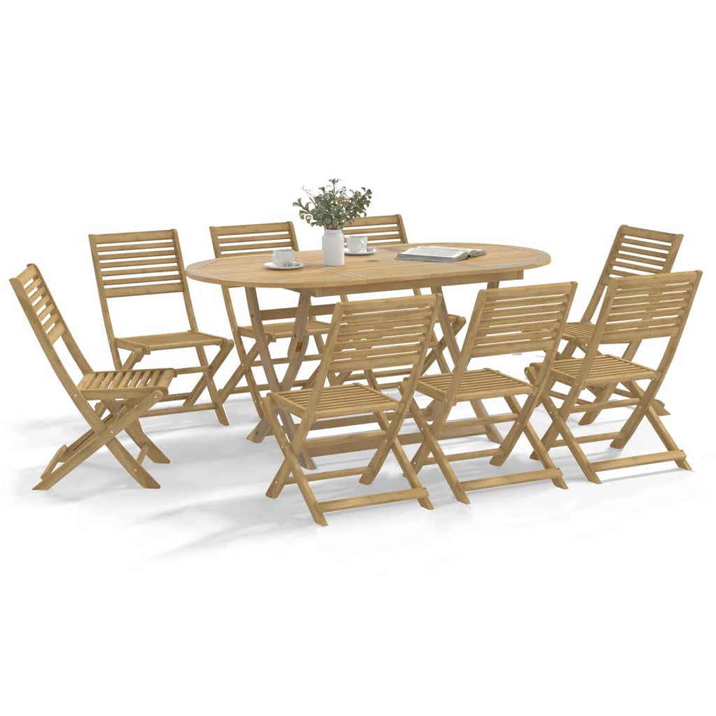 Set da Pranzo da Giardino 9 pz Legno Massello di Acacia